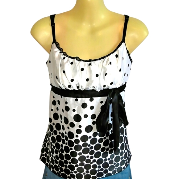 HeartSoul Tops - *HOST PICK* Satin white & black polka dotted top